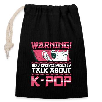 K-Pop - Sac cadeau en coton avec cordon (14 x 20 cm) - noir - Devant