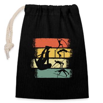 Pole Vaulting Retro Vintage - Closable cotton gift bag (14x20cm) - black - Front