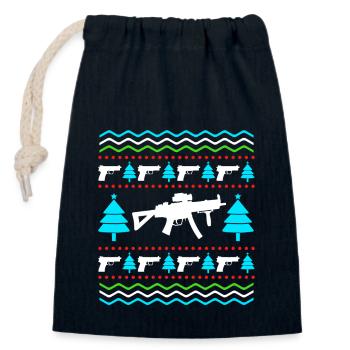 Christmas Pistols Ugly Christmas Gun License - Closable cotton gift bag (14x20cm) - navy - Front