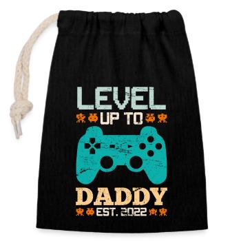 Level up to Daddy 2022 Gaming Père devenir papa - Sac cadeau en coton avec cordon (14 x 20 cm) - noir - Devant