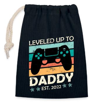 Leveld up to Daddy 2022 Papa 2022 werdender Vater - Verschließbarer Geschenkbeutel aus Baumwolle (14x20cm) - Navy - Vorne
