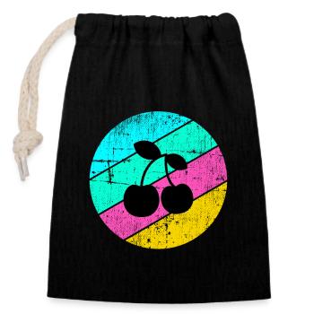 Cherry Fruit Fruit Summer Fruits Red Gift - Closable cotton gift bag (14x20cm) - black - Front