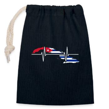 Cuba Heartbeat Flag Vintage Retro Cuba - Closable cotton gift bag (14x20cm) - navy - Front