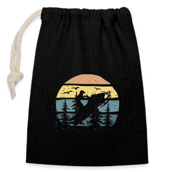 Snowmobiling Retro Vintage - Closable cotton gift bag (14x20cm) - black - Front