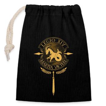 Legio XIV Martia Victrix - Légion romaine - Sac cadeau en coton avec cordon (14 x 20 cm) - noir - Devant