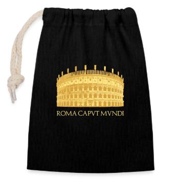 Colosseum in Rome - Roma Caput Mundi - Closable cotton gift bag (14x20cm) - black - Front