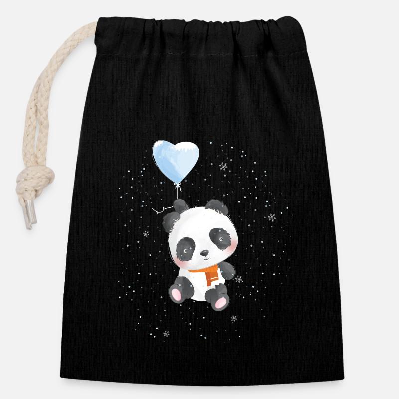 Polar Panda - Closable cotton gift bag (14x20cm) - black