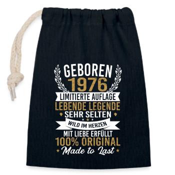 geboren 1976 - Verschließbarer Geschenkbeutel aus Baumwolle (14x20cm) - Navy - Vorne