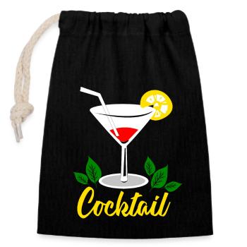 Cocktail - Closable cotton gift bag (14x20cm) - black - Front