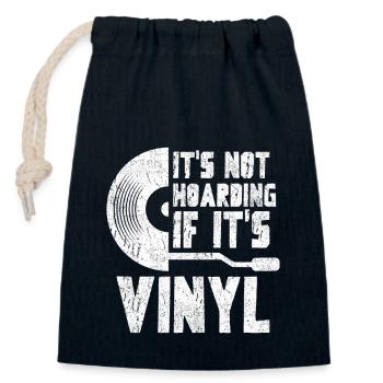 Collectionneur de disques vinyles - Sac cadeau en coton avec cordon (14 x 20 cm) - bleu marine - Devant