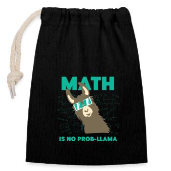 Mathe Mathematik Lama Alpaka Süß Lustig - Verschließbarer Geschenkbeutel aus Baumwolle (14x20cm) - Schwarz - Vorne