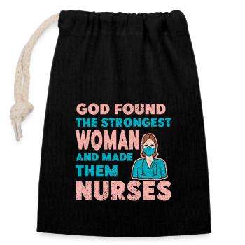Infirmière Infirmière Hôpital - Sac cadeau en coton avec cordon (14 x 20 cm) - noir - Devant