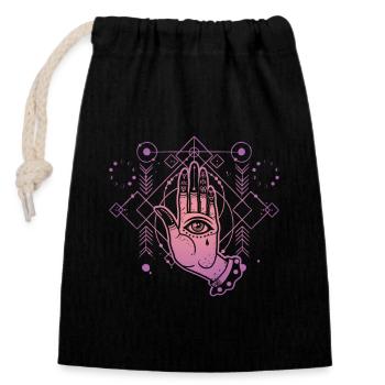 Géométrie sacrée du Tarot à la Main - Sac cadeau en coton avec cordon (14 x 20 cm) - noir - Devant