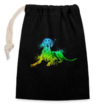 Colorful Magyar Vizsla - Closable cotton gift bag (14x20cm) - black - Front