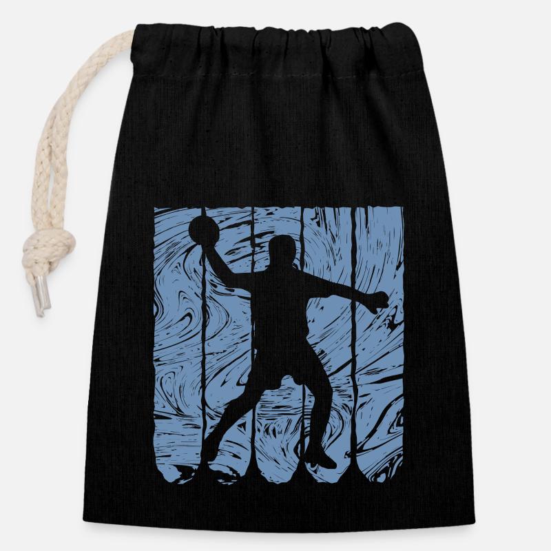 Handball Rétro - Sac cadeau en coton avec cordon (14 x 20 cm) - noir