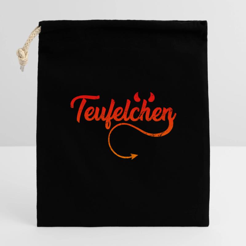 Teufel oder Engel Teufelchen Verschließbarer Geschenkbeutel aus Baumwolle (14x20cm)