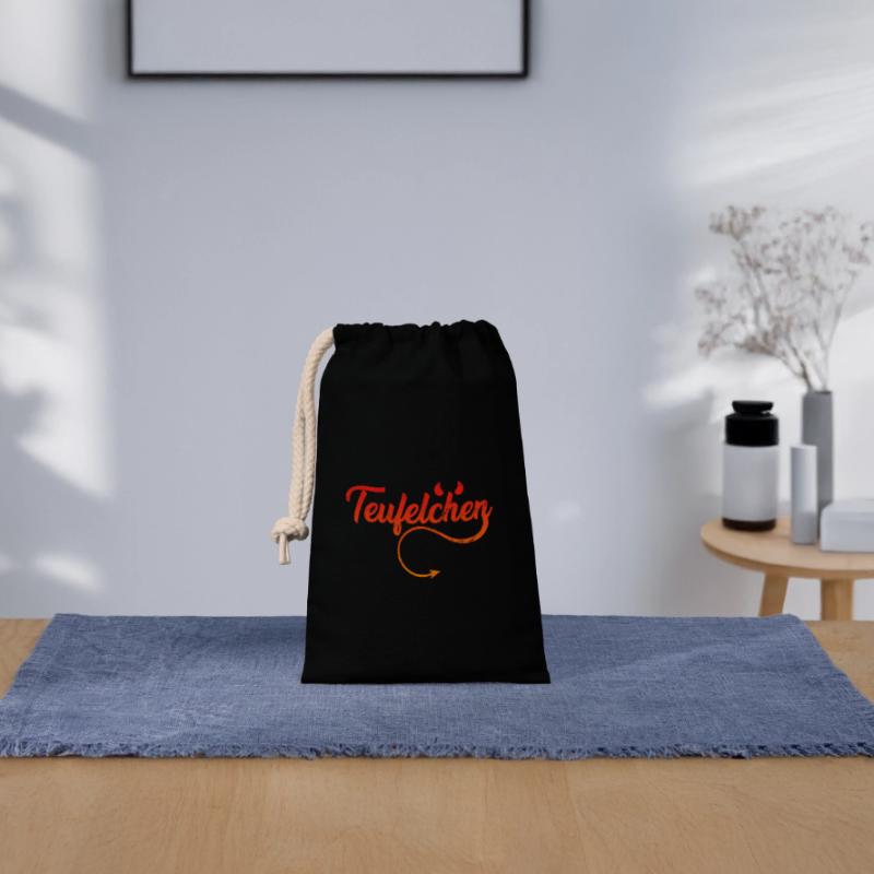 Teufel oder Engel Teufelchen Verschließbarer Geschenkbeutel aus Baumwolle (14x20cm)