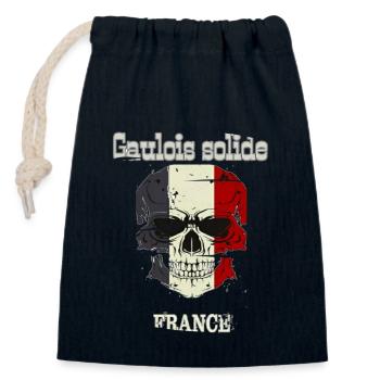 Gaulois solide - Sac cadeau en coton avec cordon (14 x 20 cm) - bleu marine - Devant