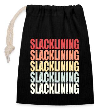 Slackline Balance Spruch Retro Geschenk - Verschließbarer Geschenkbeutel aus Baumwolle (14x20cm) - Schwarz - Vorne
