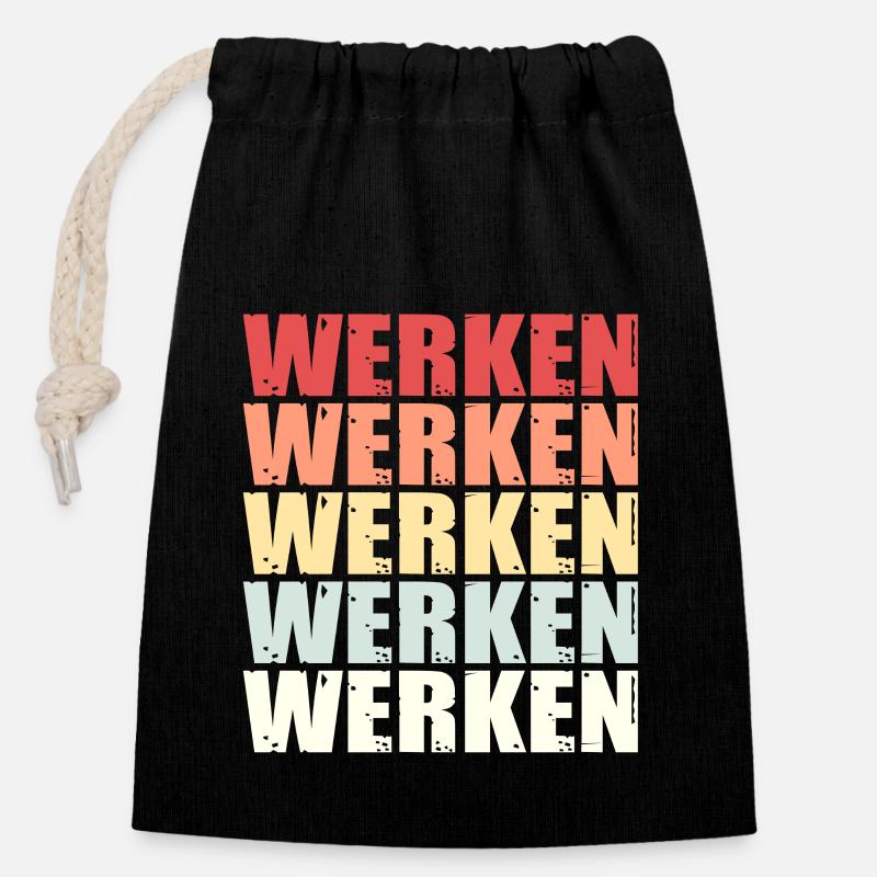 Arbeit Werk Werkzeug Spruch Retro Geschenk - Verschließbarer Geschenkbeutel aus Baumwolle (14x20cm) - Schwarz