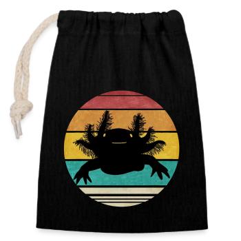Axolotl Gift Retro Ambystoma Animal Welfare Logo - Closable cotton gift bag (14x20cm) - black - Front