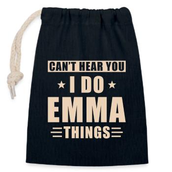 Emma things - Verschließbarer Geschenkbeutel aus Baumwolle (14x20cm) - Navy - Vorne