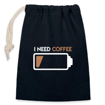 Batterie de café vide Buveur de café J’ai besoin de café - Sac cadeau en coton avec cordon (14 x 20 cm) - bleu marine - Devant