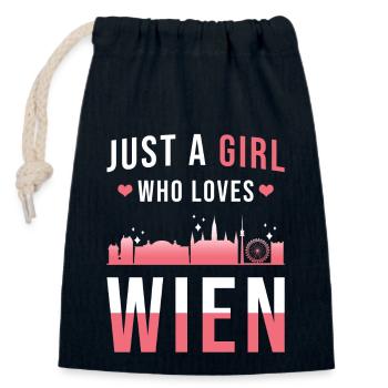 Vienna - Closable cotton gift bag (14x20cm) - navy - Front