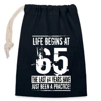 Homme de 65 ans - Sac cadeau en coton avec cordon (14 x 20 cm) - bleu marine - Devant