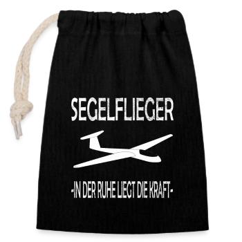 Segelflieger und Segelfliegen - Verschließbarer Geschenkbeutel aus Baumwolle (14x20cm) - Schwarz - Vorne
