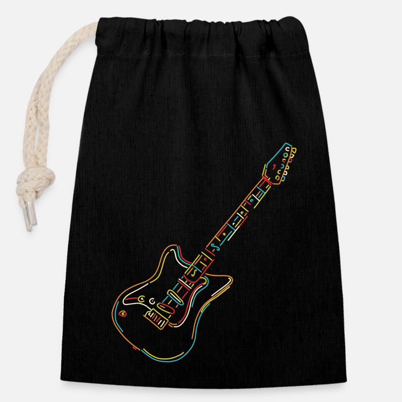 E-Gitarre Illustration Gitarren Lehrer Geschenk - Verschließbarer Geschenkbeutel aus Baumwolle (14x20cm) - Schwarz
