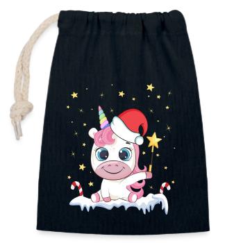 Unicorn Mask Christmas Quarantine Mouthguard - Closable cotton gift bag (14x20cm) - navy - Front