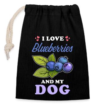 Blueberries and dogs saying - Closable cotton gift bag (14x20cm) - black - Front