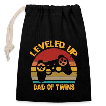 Niveau supérieur DaD of Twins Birthday - Sac cadeau en coton avec cordon (14 x 20 cm) - noir - Devant