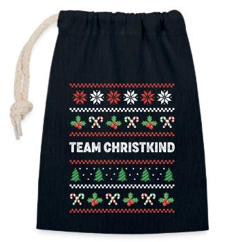 Team Christkind - Verschließbarer Geschenkbeutel aus Baumwolle (14x20cm) - Navy - Vorne