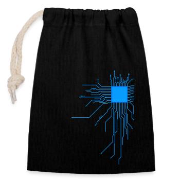 platine blau computer pc Admin Core cpu Nerd code - Verschließbarer Geschenkbeutel aus Baumwolle (14x20cm) - Schwarz - Vorne