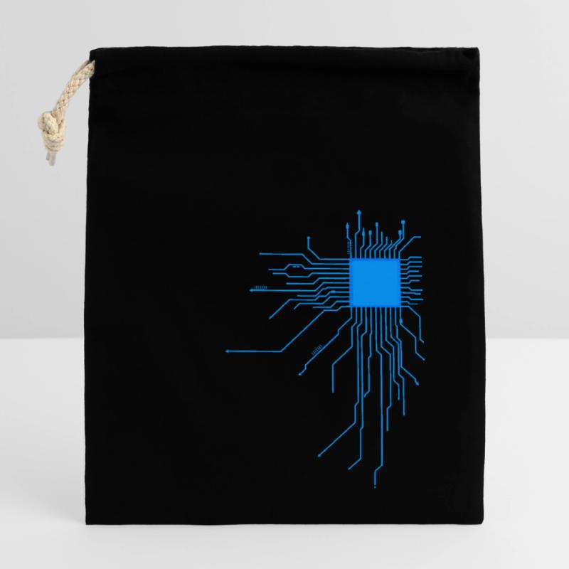 carte bleu ordinateur pc admin core cpu code nerd Sac cadeau en coton avec cordon (14 x 20 cm)