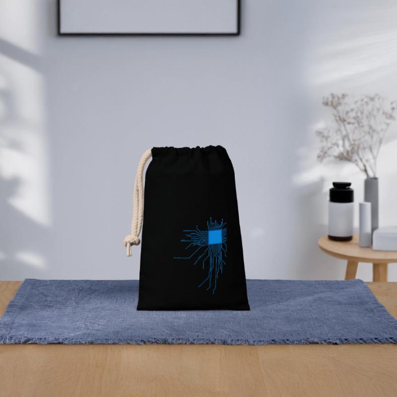 carte bleu ordinateur pc admin core cpu code nerd Sac cadeau en coton avec cordon (14 x 20 cm)