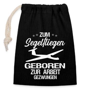 Segelfliegen und Segelflieger - Verschließbarer Geschenkbeutel aus Baumwolle (14x20cm) - Schwarz - Vorne