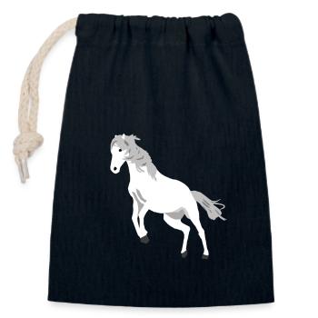 Horse Illustration Riding Equestrian Sports - Closable cotton gift bag (14x20cm) - navy - Front