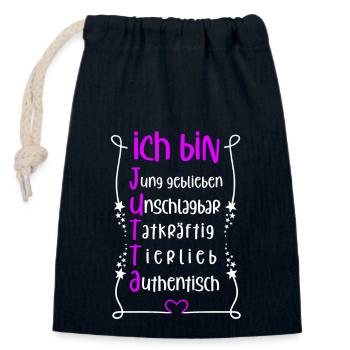 Für den besten Menschen - Ich bin Jutta - Verschließbarer Geschenkbeutel aus Baumwolle (14x20cm) - Navy - Vorne