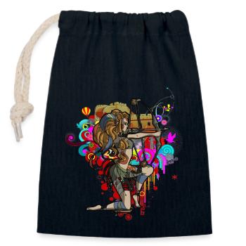 Archerie - Sac cadeau en coton avec cordon (14 x 20 cm) - bleu marine - Devant