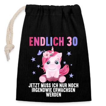 30 Jahre Nur noch erwachsen werden 30. Geburtstag - Verschließbarer Geschenkbeutel aus Baumwolle (14x20cm) - Schwarz - Vorne