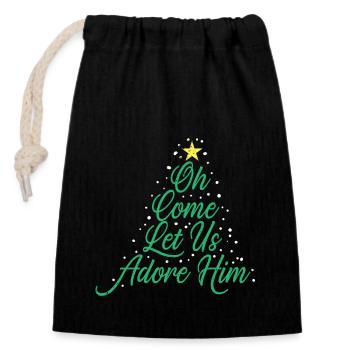 Jesus Christmas Christ Church Believer Faith - Closable cotton gift bag (14x20cm) - black - Front