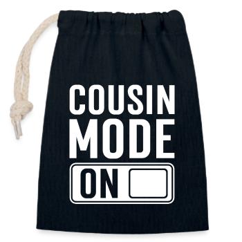 Dicton du cousin attendu - Sac cadeau en coton avec cordon (14 x 20 cm) - bleu marine - Devant