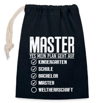 Master's degree 2022 then world domination - Closable cotton gift bag (14x20cm) - navy - Front
