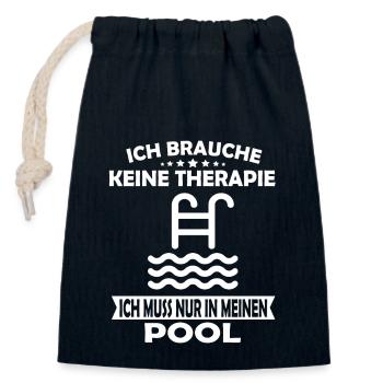 Ich brauche keine Therapie Pool - Verschließbarer Geschenkbeutel aus Baumwolle (14x20cm) - Navy - Vorne