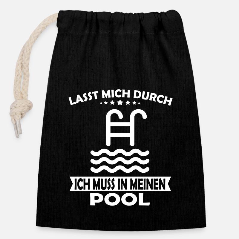 Lasst mich durch ich muss in meinen Pool - Verschließbarer Geschenkbeutel aus Baumwolle (14x20cm) - Schwarz