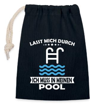 Lasst mich durch ich muss in meinen Pool - Verschließbarer Geschenkbeutel aus Baumwolle (14x20cm) - Navy - Vorne