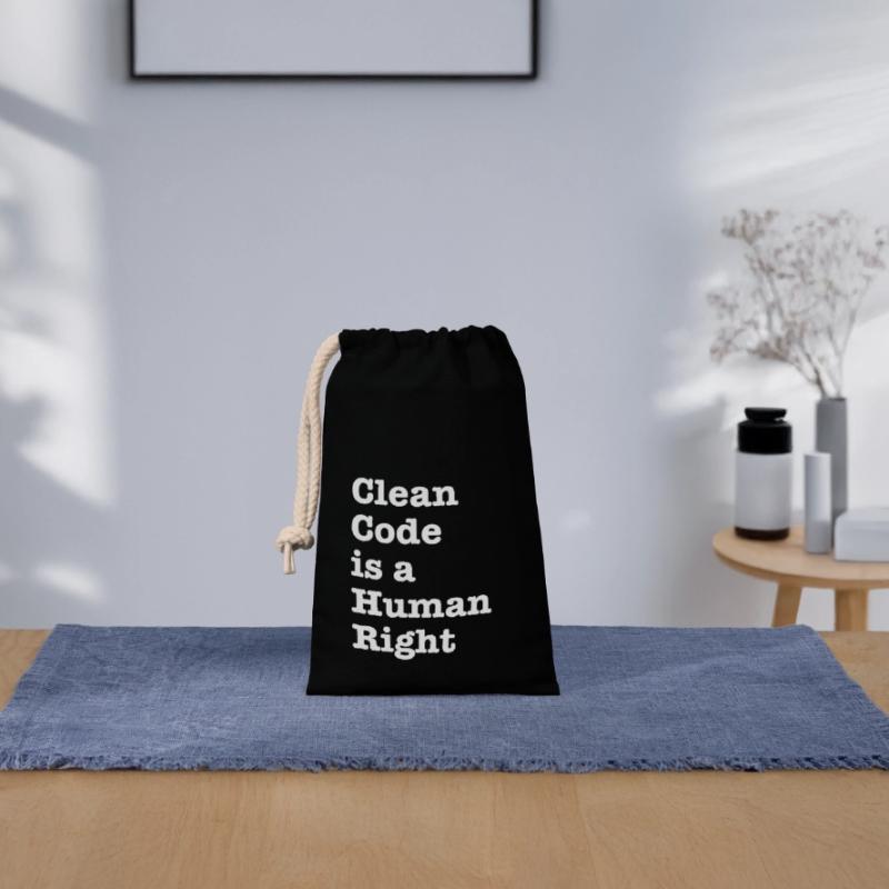 Clean Code is a Human Right - Funny Gift Programer Closable cotton gift bag (14x20cm)